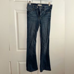 Dark blue denim wide leg jeans